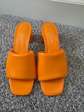 Marc Fisher Bright Orange Padded Mule Slides